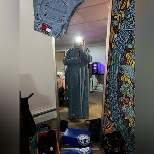 Pale blue trench coat